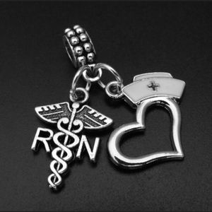 RN nurse cap silver Charms Beads for Bracelet fits European and pandora brac…